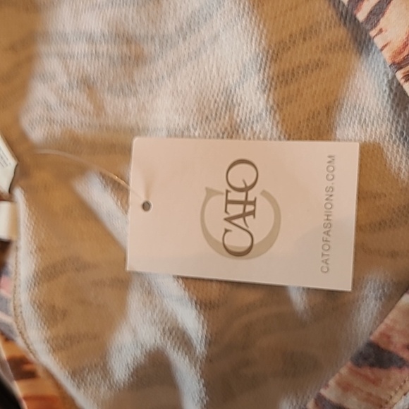 NWT Cato ruched sleeve tan, browns & rust colored top Sz L - Picture 7 of 8